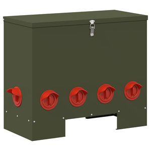 vidaXL Comedouro para galinha Verde-Azeitona 60,5 x 29 x 51 cm 25 kg