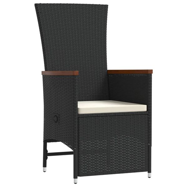 vidaXL 9 pcs conjunto de jantar p/ jardim c/ almofad&otilde;es vime PE preto