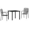 vidaXL Conjunto de Jantar para Jardim 3 unid. Preto A&ccedil;o revestido a p&oacute;