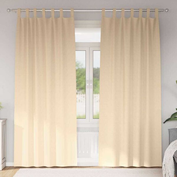 vidaXL Cortinas Blackout com Argolas 2 pcs Creme 225 x 140 cm