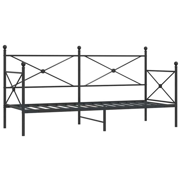 vidaXL Cama de Dia sem Colch&atilde;o 75x190 cm a&ccedil;o preto
