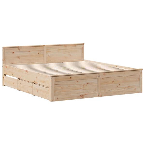 vidaXL Cama sem colch&atilde;o com cabeceira 200x200 cm madeira pinho maci&ccedil;a