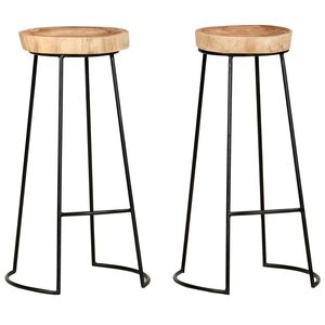 vidaXL Bancos de bar 2 pcs madeira de ac&aacute;cia maci&ccedil;a