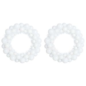 vidaXL Guirlandas de Bolas de Natal 2 unid. Branco 33 x 33 x 7 cm LEDs