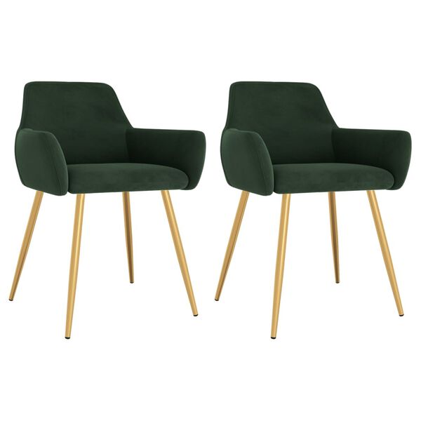 vidaXL Cadeiras de jantar 2 pcs veludo verde-escuro