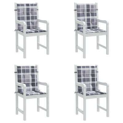 vidaXL Almofadões lombares cadeiras jardim 4pcs oxford xadrez cinza