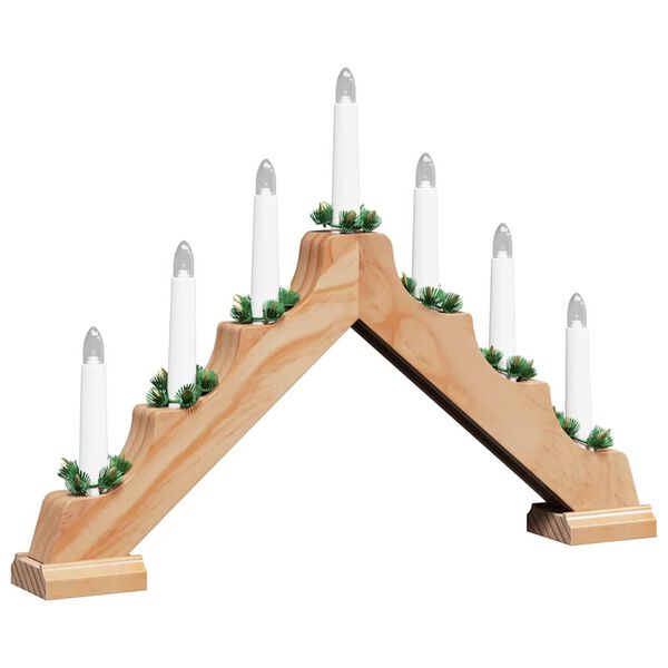 vidaXL Ponte de Vela de Natal com 7 LEDs Castanho 39.5 x 5 x 29 cm