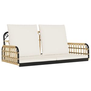 vidaXL Banco de baloi&ccedil;o com almofad&otilde;es 105x58x38 cm vime PE e a&ccedil;o