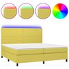 vidaXL Cama box spring c/ colch&atilde;o e LED 200x200 cm tecido verde