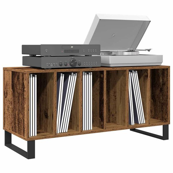 vidaXL Arm&aacute;rio para discos de vinil Madeira antiga 100 x 38 x 48 cm
