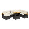 vidaXL 9 pcs conjunto de sof&aacute;s p/ jardim c/ almofad&otilde;es vime PE preto