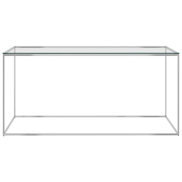 vidaXL Mesa de centro 90x50x43 cm a&ccedil;o inoxid&aacute;vel prateado e vidro