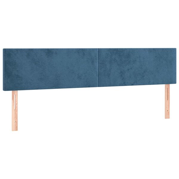 vidaXL Cabeceira de cama c/ luzes LED veludo 160x5x78/88cm azul-escuro