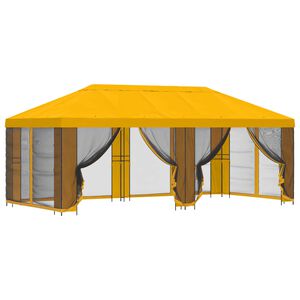 vidaXL Gazebo de Jardim com Laterais 6 x 3 m Amarelo Poli&eacute;ster e A&ccedil;o
