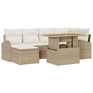 vidaXL Conjunto de Sof&aacute; de Jardim com almofada 7 pcs bege e creme