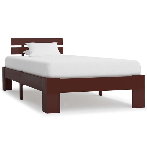 vidaXL Estrutura de cama 90x200 cm pinho maci&ccedil;o castanho-escuro