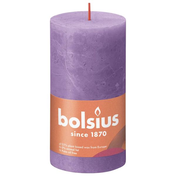 Bolsius Velas r&uacute;sticas cil&iacute;ndri. Shine 4pcs 130x68mm violeta vibrante