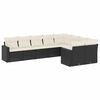 vidaXL 9 pcs conjunto de sof&aacute;s p/ jardim c/ almofad&otilde;es vime PE preto