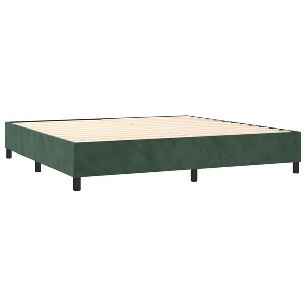 vidaXL Cama com molas/colch&atilde;o 200x200 cm veludo verde-escuro