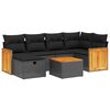 vidaXL 7 pcs conjunto de sof&aacute;s p/ jardim c/ almofad&otilde;es vime PE preto