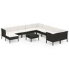 vidaXL 12 pcs conjunto lounge de jardim c/ almofad&otilde;es vime PE preto