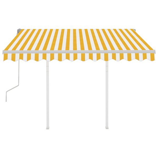 vidaXL Toldo retr&aacute;til manual com postes 3x2,5 m amarelo e branco