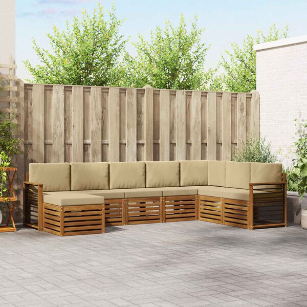 vidaXL Conjuntos de sof&aacute;s com almofada 8 pcs Natural e Bege