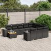 vidaXL 11 pcs conjunto sof&aacute;s de jardim c/ almofad&otilde;es vime PE preto