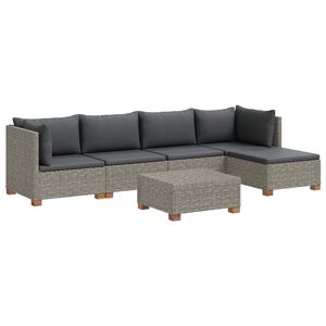 vidaXL 6 unid. Conjunto de Lounge em Rattan com Almofadas GENDT