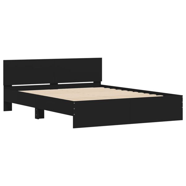 vidaXL Estrutura de cama com cabeceira 140x200 cm preto