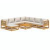 vidaXL 9 pcs conj. lounge de jardim madeira c/ almofad&otilde;es cinza-claro