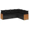 vidaXL 6 pcs conjunto sof&aacute;s de jardim c/ almofad&otilde;es vime PE preto