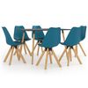 vidaXL 7 pcs conjunto de jantar turquesa e preto
