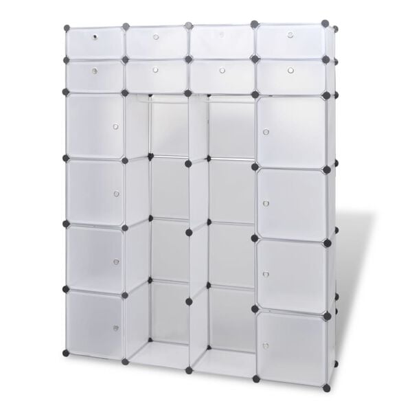 vidaXL Armário plástico modular 18 gavetas 37x146x180,5cm branco