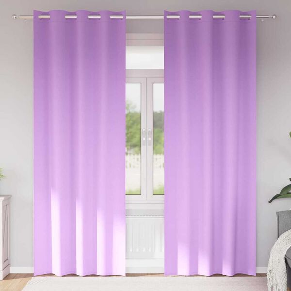 vidaXL Cortinas Blackout com Argolas 2 pcs Roxo 260 x 140 cm Poli&eacute;ster