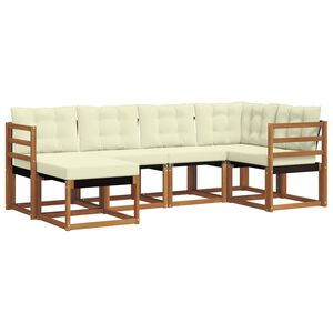 vidaXL Conjunto de Sof&aacute;s para Exterior 6 unid. Natural e Creme