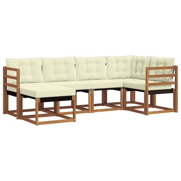 vidaXL Conjunto de Sof&aacute;s para Exterior 6 pcs Natural e Creme