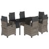 vidaXL 7 pcs conjunto de jantar p/ jardim c/ almofad&otilde;es vime PE cinza