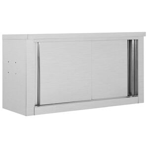 vidaXL M&oacute;vel parede p/ cozinha portas correr 90x40x50cm a&ccedil;o inoxid&aacute;vel