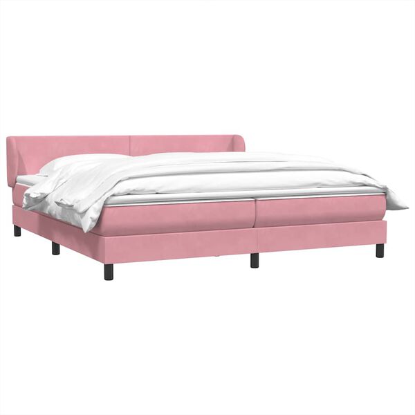 vidaXL Cama com molas/colch&otilde;es 180x220 cm veludo rosa