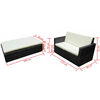 vidaXL 2 pcs conjunto lounge de jardim c/ almofadões vime PE preto