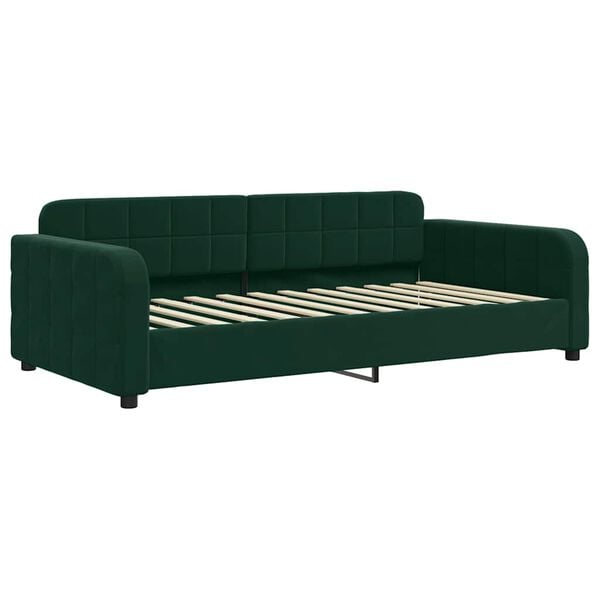 vidaXL Sof&aacute;-cama 100x200 cm veludo verde-escuro