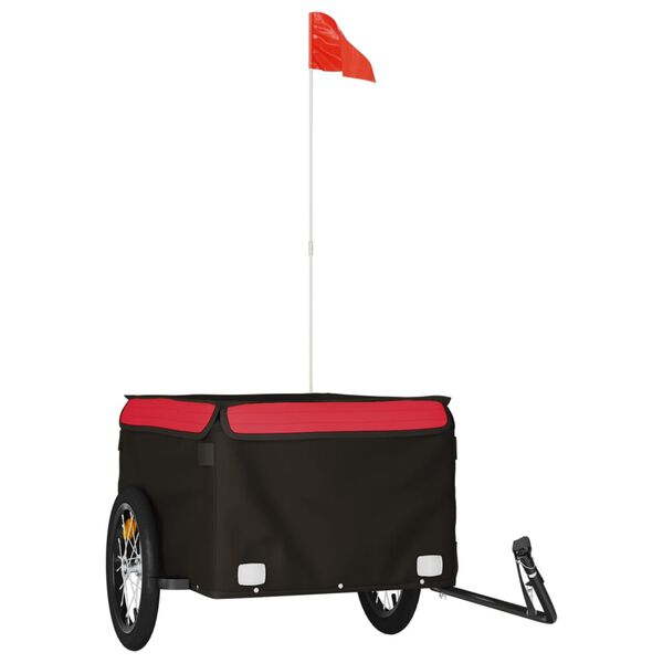 vidaXL Reboque para bicicleta 45 kg ferro preto e vermelho