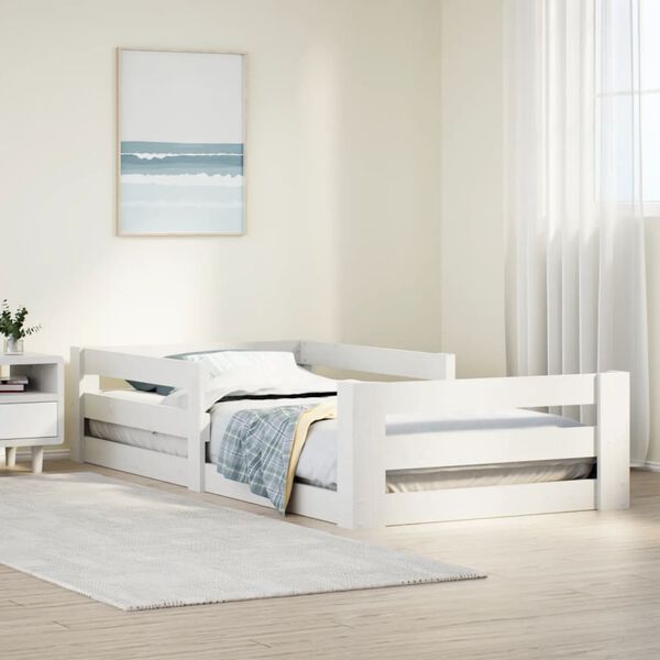 vidaXL Cama sem colch&atilde;o 90x190 cm madeira de pinho maci&ccedil;a branco