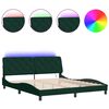 vidaXL Estrutura de cama com LED sem colch&atilde;o 180x200 cm veludo verde-escuro