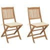vidaXL Cadeiras de jardim dobr&aacute;veis c/ almofad&otilde;es 2 pcs ac&aacute;cia maci&ccedil;a