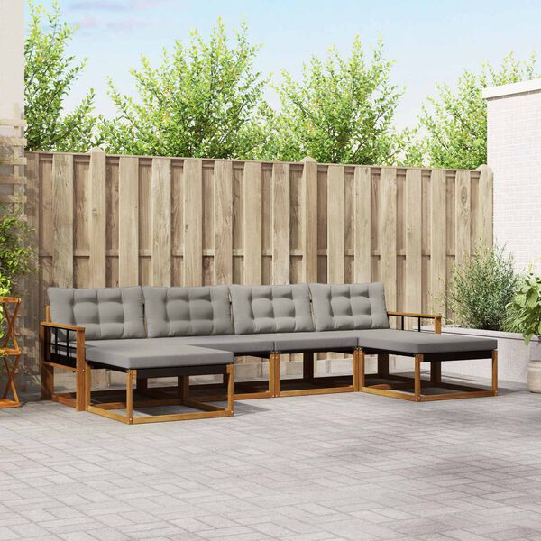 vidaXL Conjunto de Sof&aacute;s para Exterior 6 pcs Cinza Natural e Claro