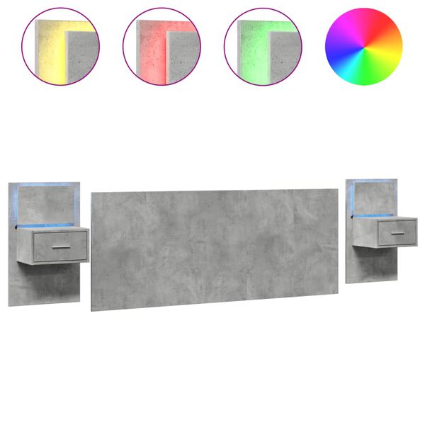 vidaXL Cabeceira cama c/ arm&aacute;rios 200 cm deriv. madeira cinza cimento