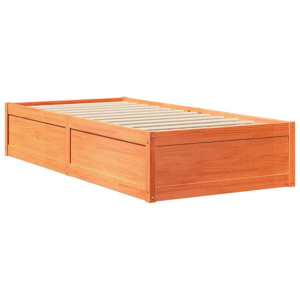 vidaXL Cama sem colch&atilde;o 90x190 cm madeira de pinho maci&ccedil;a castanho-mel