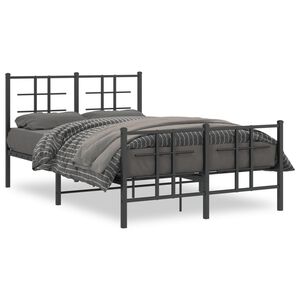 vidaXL Estrutura de cama com cabeceira e p&eacute;s 120x190 cm metal preto